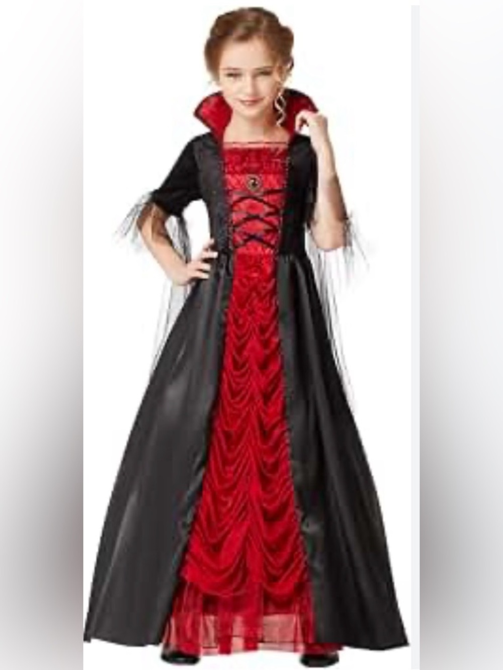 Spirit Halloween Black and Red Girl’s Victorian Vampire Gown - Picture 1 of 9